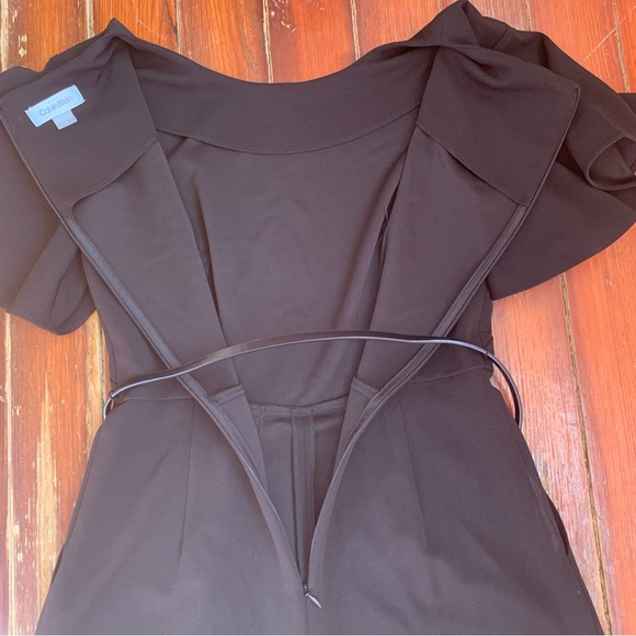 Calvin Klein Womens Wide Leg Jumpsuit Jumper Black  Belt Short Sleeve - Picture 12 of 15